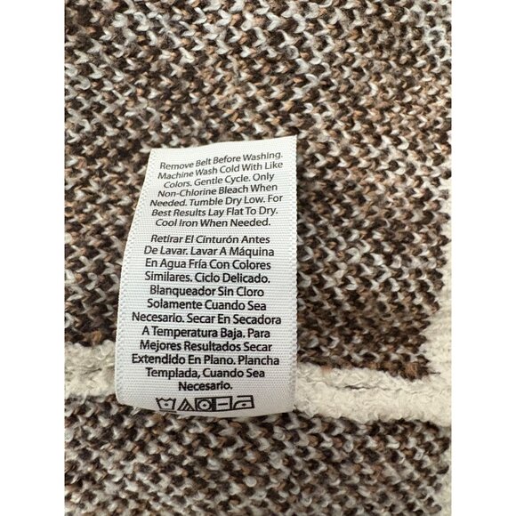 Leopard Print Open Front Belted Knit Cardigan Womens Size Medium Time & Tru - Picture 8 of 12